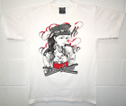 Vintage Joker Brand T Shirt Sexy Tattooed Girl Cop Truncheon Medium White USA