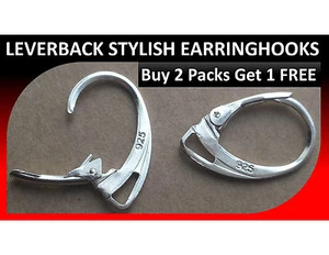 10 x 925 Stamped Sterling Silver Coated Leverback Hooks Earrings Lever Back DIY - Picture 1 of 5