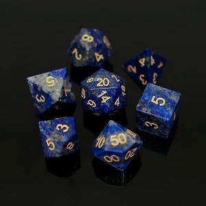 Lapis Lazuli Natural Gemstone Dice Set DND RPG Table-top Board Game Accessory - Picture 1 of 5