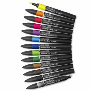 Winsor & Newton Designers Promarker Brush Twin-Tip Graphic Pens - 72 Colours - Picture 1 of 73