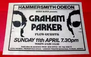 Graham Parker Hammersmith Gig Vintage ORIG 1982 Press/Magazine ADVERT 3.5"x 2.5" - Imagen 1 de 3