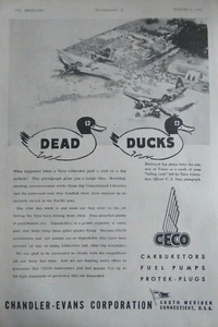 8/1945 PUB CHANDLER EVANS CECO CARBURETOR LIBERATOR TINIAN JAP ORIGINAL AD - Picture 1 of 1