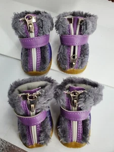 Botas para perros, zapatos para perros pequeños, botines de invierno para perros (talla 3 púrpura y gris) - Imagen 1 de 12