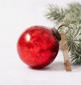 Adorno de Navidad rojo 2 pulgadas bola de vidrio de mercurio agrietado decoración navideña - Imagen 1 de 1