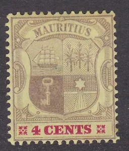 Mauritius 1900 - 4c Purple and Carmine on Yellow - SG141 - Mint Hinged (B9A) - Picture 1 of 2