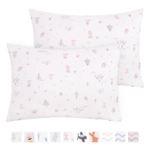 100% Organic Cotton Toddler Pillowcase Travel Pillow Cover 2 Pack 13 x 18 Inches - Picture 1 of 19