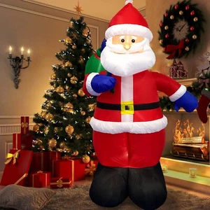 8 FT Christmas Inflatables Santa Claus with Gift Bag LED Lights Xmas Decorations - Picture 1 of 8