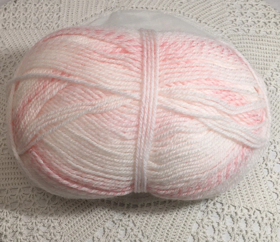 Hilo para bebé marca león bebé suave estampado parfait rosa y blanco - madeja parcial 2,8 OZ Foto 1 de 4