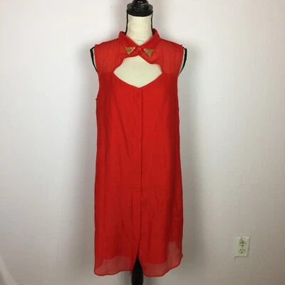 RACHEL Rachel Roy мини рубашка платье размер 12 женщин красный без рукавов вырез блестки - Изображение 1 из 4