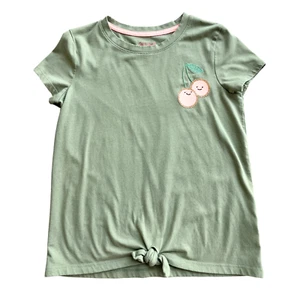 Girl T Shirt Cherry Knot Front T Shirt for Girls Cat & Jack - Green SIZE 10/12 - Picture 1 of 10