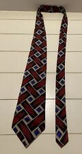 Burgandy Blue and Tan Black Geometric Abstract Necktie South Brooke