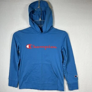 Champion Long Sleeve T-shirt Hoodie Pullover Youth Small YS Blue Lightweight S - Picture 1 of 8