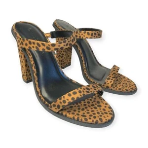 Wild Diva | NWOT | Sz 9 | Animal Print Open Toe Chunky Heel Strappy Dress Pump - Picture 1 of 11