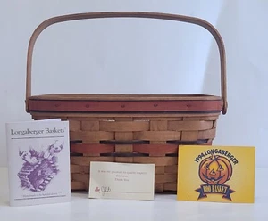 1994 Longaberger Fall Halloween Orange & Black  Handle Basket With Liner  - Picture 1 of 13