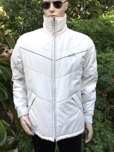 rare BILLABONG White Cream Windbreaker Puffer Jacket WInter women L / men M - Picture 1 of 12