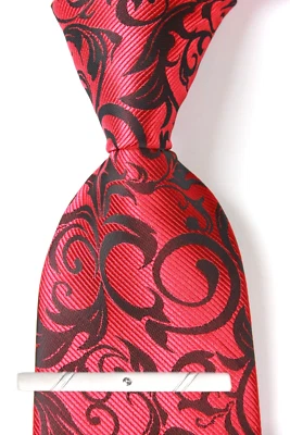 Nueva corbata clásica floral roja tejida jacquard 100 % seda para hombre Foto 1 de 4