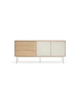 TEULAT, Mueble aparador modelo Yoko 2 puertas 3 cajones acabado roble/crema, 45c - Imagen 1 de 5