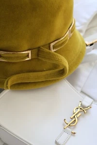 Yves Saint Laurent YSL Mod bucket Hat 1930s Chartreuse Yellow Vintage Hat - Picture 1 of 13