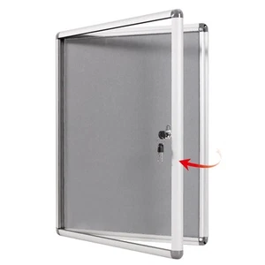 SWANCROWN Enclosed Bulletin Board Lockable Noticeboard Case with Aluminium Fr... - Picture 1 of 9
