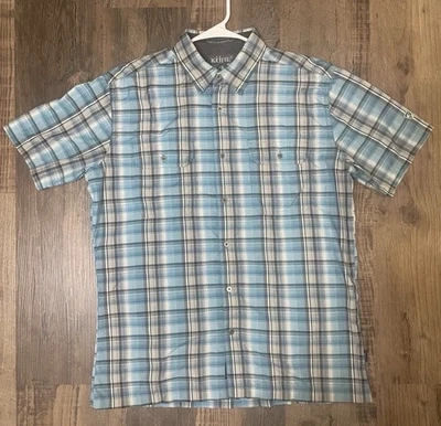 Kuhl Men’s Plaid Short Sleeve Button-Up Shirt Blue Gray Check Medium - Image 1 of 4
