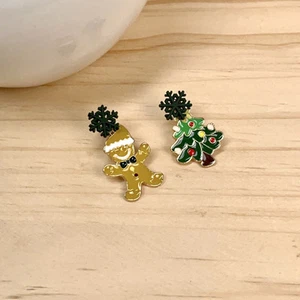 Aretes de árbol de Navidad para mujer galleta hombre figuras asimétricos - Imagen 1 de 6