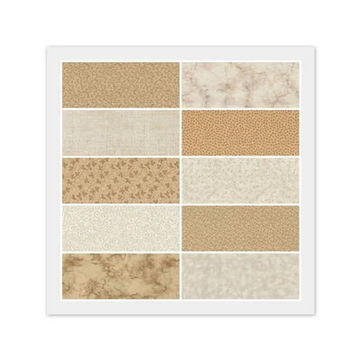 BEIGE & CAMEL 100% Cotton Fabric - 10 FAT QUARTERS or 20 Strip JELLY ROLL - Image 1 of 4