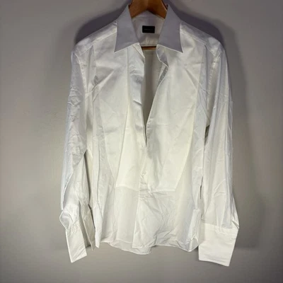 Camisa Ermenegildo Zegna Para Hombres 16 1/2 42 Blanco Babero Óptico Esmoquin Puño Francés Foto 1 de 4