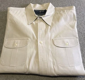 Polo Sport Ralph Lauren XXL Beige Short Sleeve Button Up Republic Shirt SLD - Picture 1 of 8