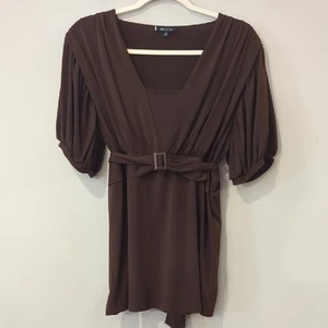 Y2K Babydoll Brown V-Neck Belted Top size M - Picture 1 of 8