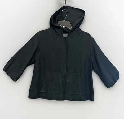 Chaqueta Magaschoni Para Mujer 10 a 12 Capucha A Presión Negra 41" Pecho Manga 3/4 Foto 1 de 4