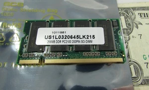 New 256MB DDR PC2100 200PIN SO-DIMM Laptop RAM Memory US1L0320645LK215 BSD980A - Picture 1 of 11