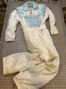 Vintage 80er FERA Skiwear Einteiler Ski Schneeanzug Pastell Gorpcore Damengröße 6 - Bild 1 von 14