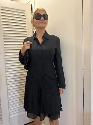 Elegante abrigo de seda negro Cache talla 4 para mujer Foto 1 de 4