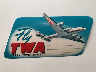 Etiqueta de bagagem/bagagem de avião vintage TWA Constellation  - Imagem 1 de 2