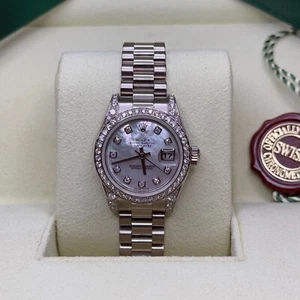 Rolex Lady-Datejust Mother of Pearl Diamond White Gold Diamond Presidents - Picture 1 of 8