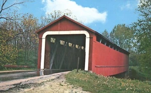 Postal de Indiana puente cubierto de Ceilán condado de Adams sobre río Wabash Ceilán - Imagen 1 de 2
