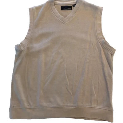 Greg Norman Mens Golf Sweater Vest Beige V-Neck 100% Cotton Pullover L - Изображение 1 из 4