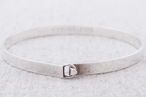 Vintage Joseph Esposito Minimalist Sterling Silver Tension Clasp Bangle Bracelt - Picture 1 of 8