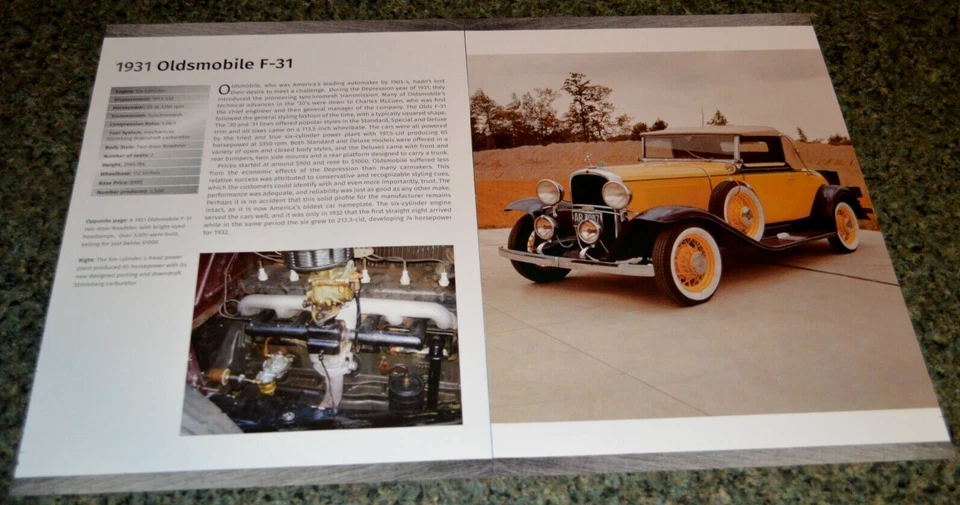 1931 OLDSMOBILE MODELO F-31 INFO SPEC SHEET FOTO RECURSO IMPRESSÃO 31 F31 2 - Imagem 1 de 1