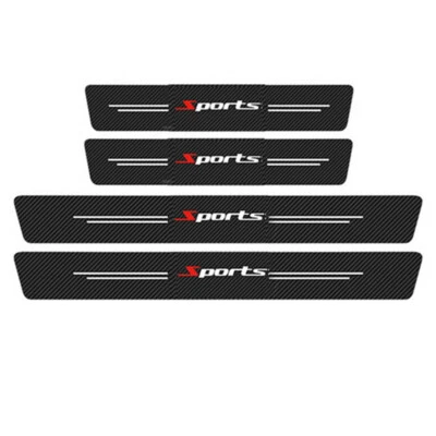 5x Car Scuff Protector Carbon Fiber Look Door Sill Cover Panel Step Sport Style - Image 1 of 4
