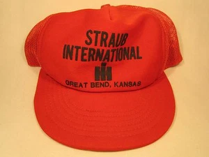 VINTAGE HAT Mens Cap STRAUB INTERNATIONAL Great Bend, Kansas [Z5k] - Picture 1 of 1