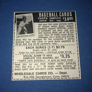 Juego completo de béisbol 1970 Topps AD Wow $14,95/juego o 5 centavos Mays Ryan Clemente - Imagen 1 de 4
