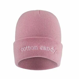 Cotton Candy Beanie. Unisex Embroidered PBJ Foodie Cute Novelty Winter Essential - Picture 1 of 4