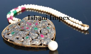 Viktorianischer Anhänger natürlicher ungeschliffener Diamant Polki & 925 Sterlingsilber Schmuck - Bild 1 von 6