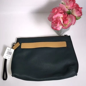 Coach Pebbled Leather Pouch in Color Fores/Yellow Gold 21600 MFW $295 - Picture 1 of 7