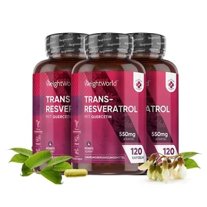 Resveratrol - Quercetin - 120Kapseln x3 - 550mg - gesunde Haut - Herzgesundheit - Bild 1 von 9