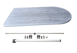 CURVED GREY WOOD TABLE & GREY TRIM + FOLDING LEG KIT - Caravan/Campervan - Picture 1 of 10