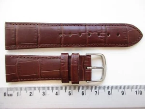 Hickory brown 21 MM alligator print leather watch band strap - short - Picture 1 of 5