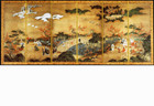 Japanese Folding Screen Byobu Screen Art Screen Maple Viewing in Kyoto