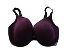 Cacique Womens Boost Plunge Bra 42H Underwire Purple Lace Overlay On Band